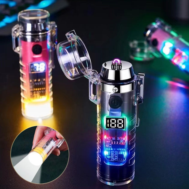 Transparent Shell Dual Arc USB Charging Lighter Outdoor Waterproof LED ...